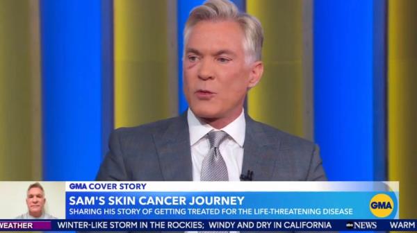 Sam Champion talking on 