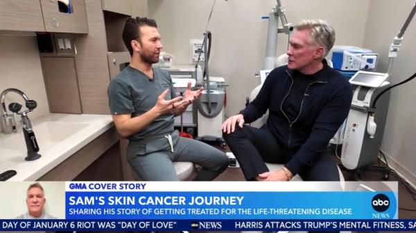 Sam Champion talking to a doctor. 
