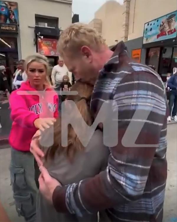 Video of the Hollywood Boulevard brawl, which was obtained by TMZ, shows the actor beset upon by the four hoodlums before attempting to co<em></em>nsole his crying offspring. 