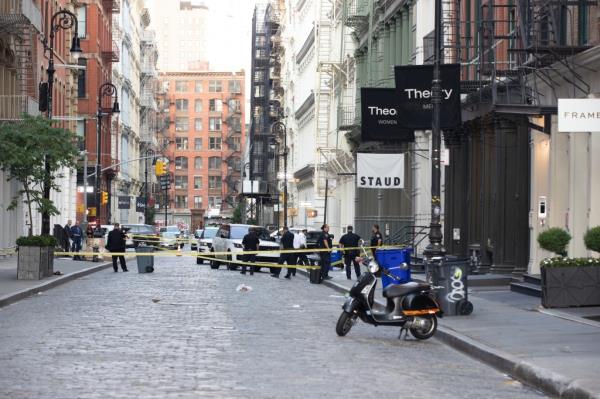 The man was shot in the right thigh on Greene Street near Broome Street – just outside the men’s luxury fashion store Stone Island – around 5:15 a.m., authorities said.