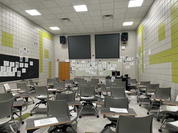 Pro-Israel student protest silently as anti-Israel students march by.