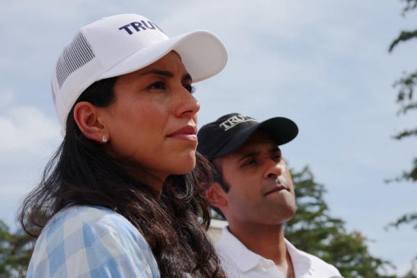 Vivek Ramaswamy is pictured with his wife Apoorva.