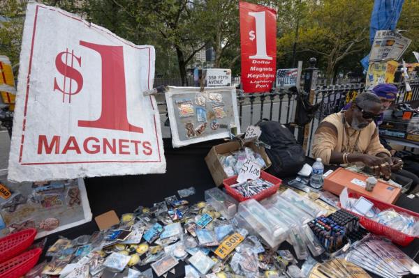 Vendors on Brooklyn Bridge.