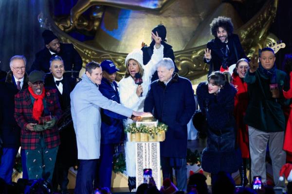 New York City Mayor Eric Adams attended the lighting ceremony.