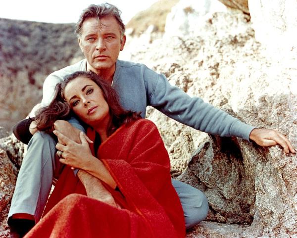 Richard Burton and Elizabeth Taylor on the set of 