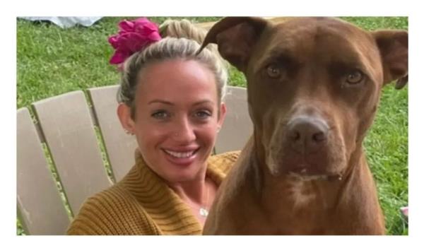 Rachel Morin with a dog