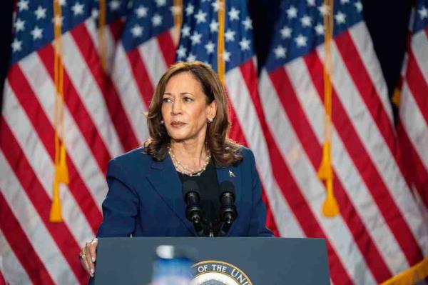 Vice President Kamala Harris campaigns for President as the presumptive Democratic candidate during an event at West Allis Central High School, Tuesday, July 23, 2024, in West Allis, Wis.