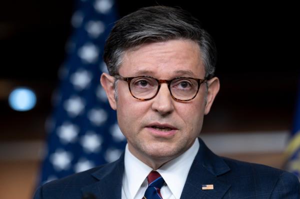Speaker of the House Mike Johnson, R-La., meets with reporters ahead of a Wednesday visit by Israeli Prime Minister Netanyahu who will address a joint meeting of Congress, at the Capitol in Washington, Tuesday, July 23, 2024. 