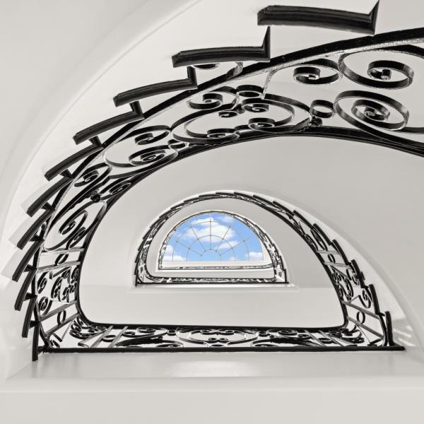 Stunning stairs with a skylight in the 1930 home.