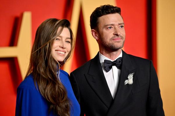 Justin Timberlake with his wife Jessica Biel.