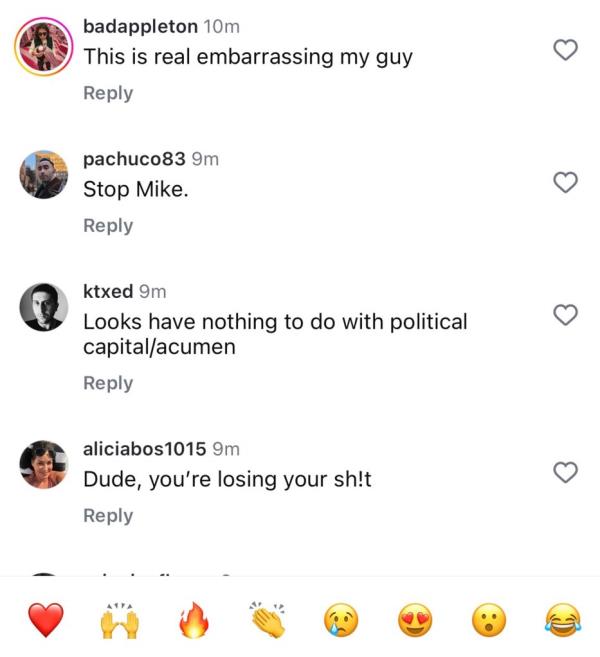 comments on Michael Imperioli's Instagram post a<em></em>bout Kamala Harris