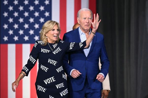 First Lady Jill Biden took to the stage in Raleigh, NC on Friday wearing a dress that literally screamed 