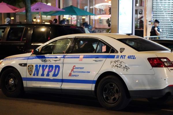 “Free Gaza” was also graffitied on a police car.