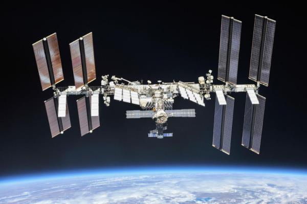 Internatio<em></em>nal Space Station in orbit, photographed by Expedition 56 crew members from a Soyuz spacecraft in November 2018