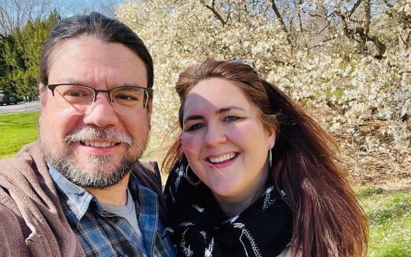 Pamela Nugent with her fiancé Robert Silverman. She died after being swept away from her house in Sunday's flood