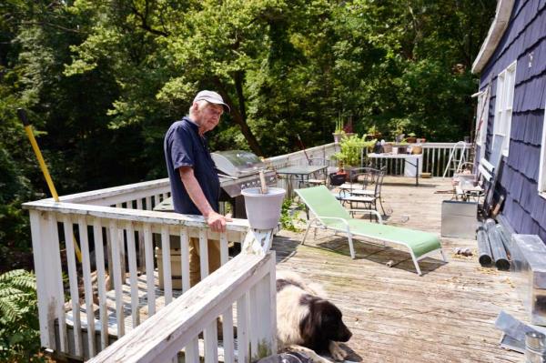 Edward Nugent with Minnie the newfoundland. He said she remains traumatized since surviving the ordeal on Sunday