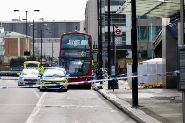 A tent seen at the scene in Croydon wher<em></em>e a 15-uear-old girl was stabbed to death near a bus station Wednesday 