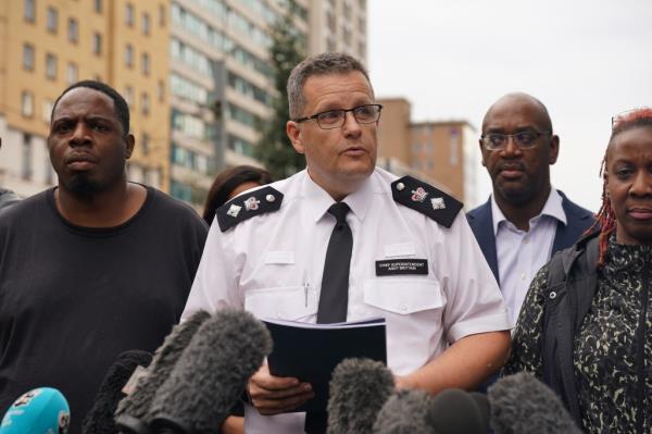 Chief Superintendent Andy Brittain speaking at the scene near the Whitgift shopping centre in Croydon