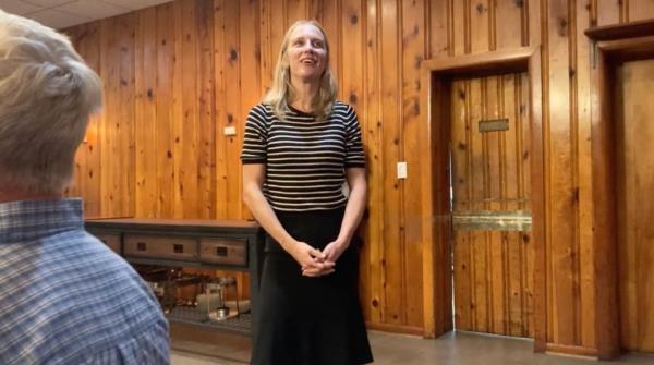 Sue Altman, candidate for the House of Representatives in NJ participates in a town hall meeting in Warren County, Sept. 28, 2024