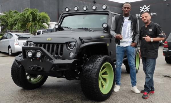 Vega with Olympic gold medalist Usain Bolt after perso<em></em>nalizing a Jeep for the fast man alive.