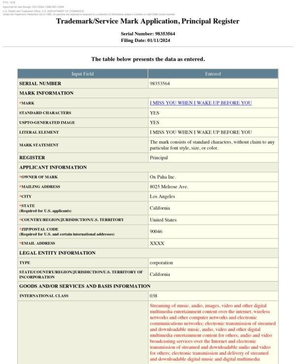 Kanye West trademark filing