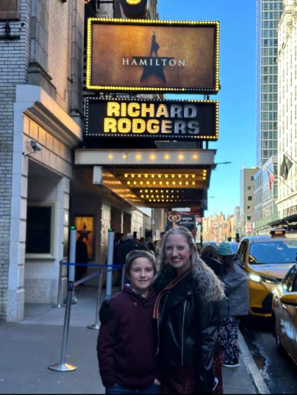 Riker's parents surprised him with a trip to see the Broadway musical 