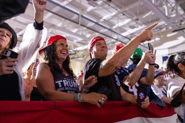 Supporters of Former U.S. President Do<em></em>nald Trump during his event at Windham High School