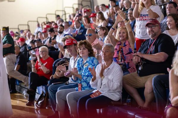Supporters of Former U.S. President Do<em></em>nald Trump during his event at Windham High School