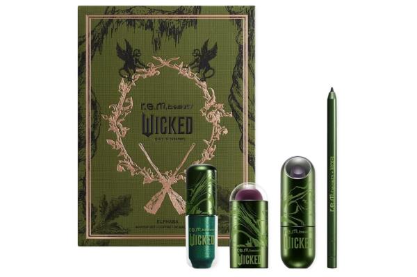 A green and gold makeup set named Elphaba