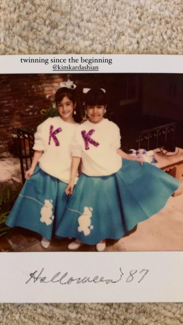 Kourtney Kardashian Instagram sharing throwbacks of her and Kim for Kim's birthday