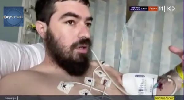 Yechiel Dabrowskin in a hospital bed.