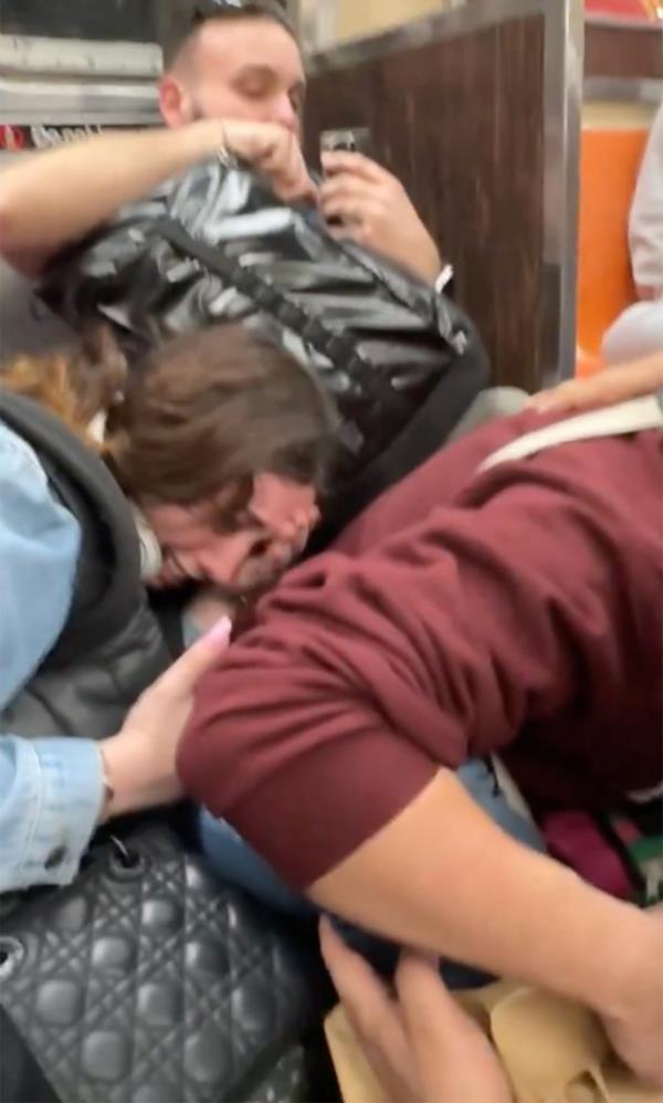 Riders laid on the floor on top of each other in an bid to escape danger.