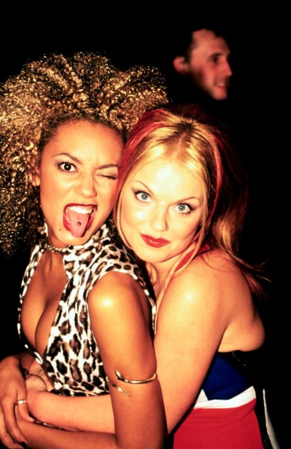 Mel B and Geri Halliwell backstage at the Brit Awards in February 1997.