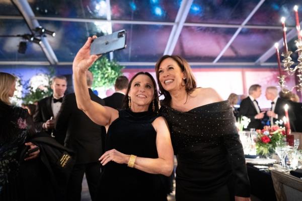 Julia Louis-Dreyfus with Vice President Kamala Harris.