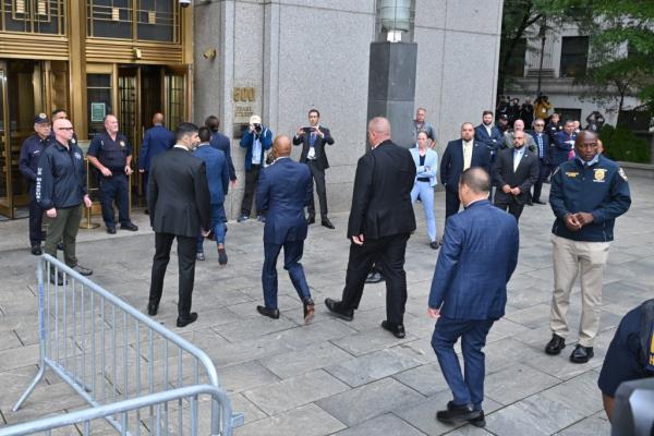 New York City mayor Eric Adams in a suit and tie, arriving at Manhattan federal court on September 27, 2024.