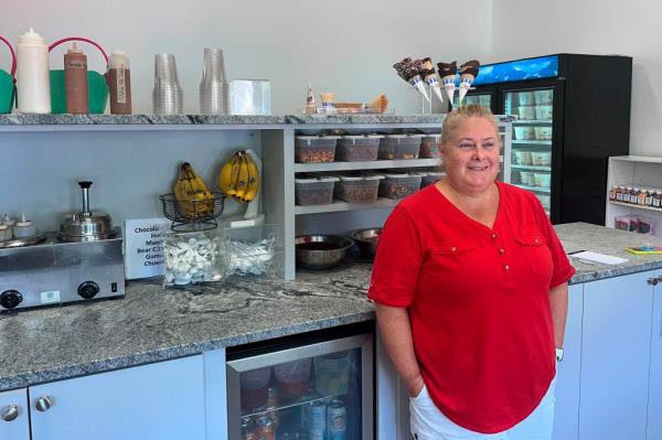 Nancy Thrasher, co-owner of Furlong's Candies & Ice Cream, is pictured inside of her store.