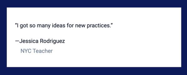 Screenshot of Yourwai website testimo<em></em>nial page featuring quotes from New York City teachers. Jessica Rodriguez saying, 