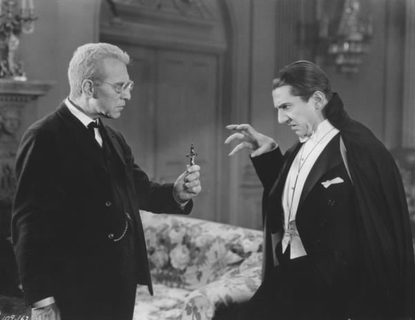 Bela Lugosi and Edward Van Sloan in a scene from the 1931 film Dracula.