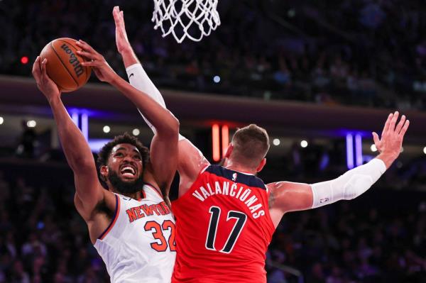 Karl-Anthony Towns is pictured during the Knicks' preseason game on Oct. 9.