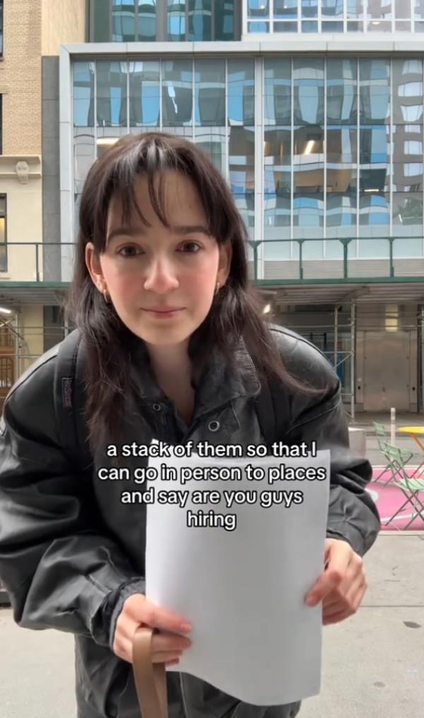 Lohanny in January passing out resumes. 