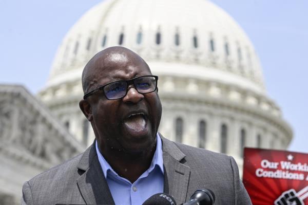 University unio<em></em>n representatives held a press co<em></em>nference in front of Co<em></em>ngress to advocate for the protection of free speech on campuses in Washington DC, United States on May 23, 2024.