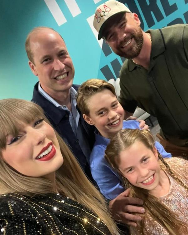 Taylor Swift and Travis Kelce with Prince William, Prince George, and Princess Charlotte