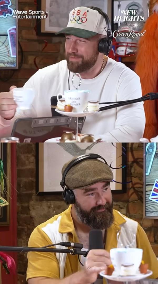 Travis and Jason Kelce on their podcast