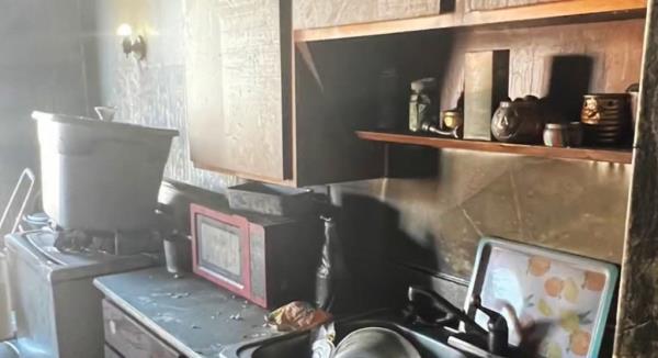 Fire damage inside the Brownsville apartment.