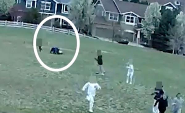 footage of the field after Galligan had fallen to the ground chasing a child