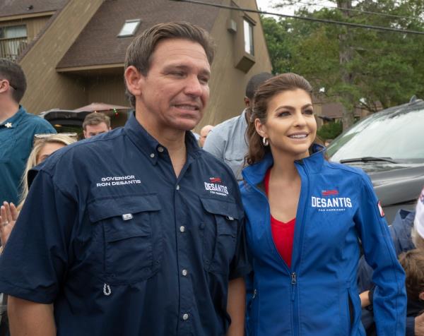 Ron DeSantis with his wife Casey in New Hampshire last week