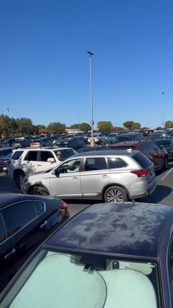 Schneider is then seen hitting the gas and ramming the rear of her SUV into one of the cop cars, then slamming into a civilian vehicle, giving her enough clearance to get away. 