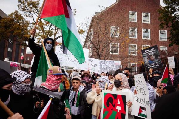 Protestors gather outside Brooklyn College