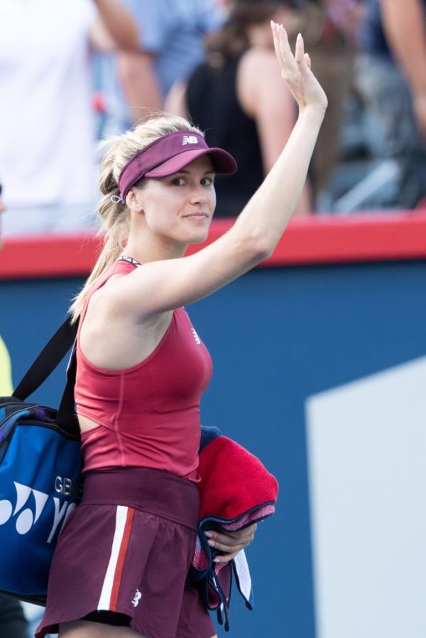 Eugenie Bouchard of Canada waves goodbye to her local Mo<em></em>ntreal crowd after being eliminated from the WTA Natio<em></em>nal Bank Open in the qualifying round at IGA Stadium in Montreal, Quebec on August 5, 2023. 