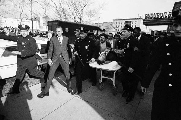 Malcolm X ion stretcher after being shot